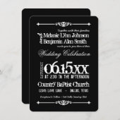 モノクロ タイポグラフィー 結婚式招待状 招待状 (正面/裏面)