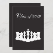 モノクロ チェス 卒業パーティー 招待状 (正面/裏面)