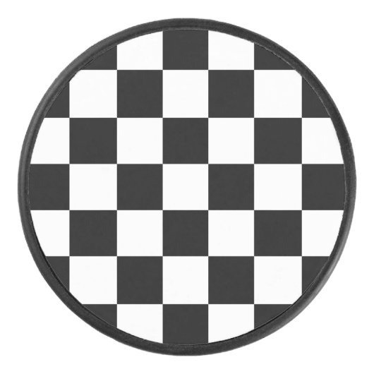 モノクロ チェック柄 アイスホッケーパック (正面)