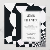 モノクロ チェック 汎用 パーティー 招待状 (正面/裏面)