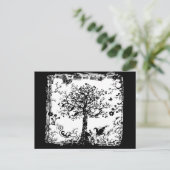 モノクロ ツリー バタフライ シルエット ポストカード (スタンド正面)