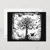 モノクロ ツリー バタフライ シルエット ポストカード (正面/裏面)