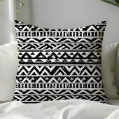 モノクロ トライバル 幾何学 アステカ パターン クッション