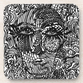 モノクロ トリッピー ライン ポートレート コースター