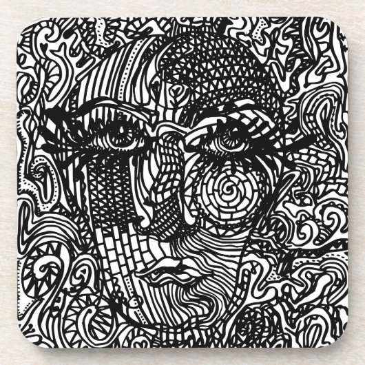 モノクロ トリッピー ライン ポートレート コースター (正面)