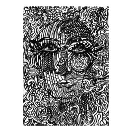 モノクロ トリッピー ライン ポートレート フォトプリント