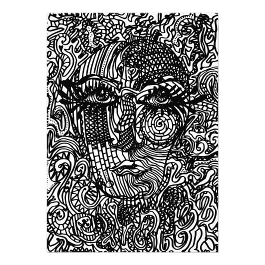 モノクロ トリッピー ライン ポートレート フォトプリント            (正面)