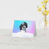 モノクロ ドゥードル 折りたたみ グリーティング カード (黄色い花)