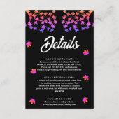 モノクロ ネオンの葉の落ちる結婚式の詳細 エンクロージャーカード (正面)