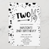 モノクロ ハンドジェスト 2歳の誕生日 招待状 (正面/裏面)