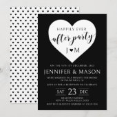 モノクロ ハート 幸せいっぱい パーティー 招待状 (正面/裏面)