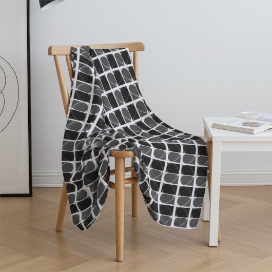 モノクロ ハーフハート モダン ファインアート フリースブランケット