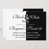 モノクロ ハーフ バースデー パーティー エレガント 招待状 (正面/裏面)