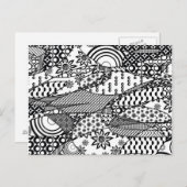 モノクロ パターン パッチワーク 06 ポストカード (正面/裏面)