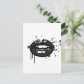 モノクロ ファッション グラマー リップ イラスト ポストカード (スタンド正面)