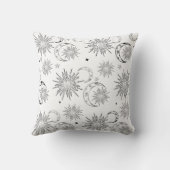 モノクロ ファンシーな太陽 月 星 クッション (裏面)