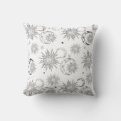 モノクロ ファンシー太陽 月 星 クッション (正面)