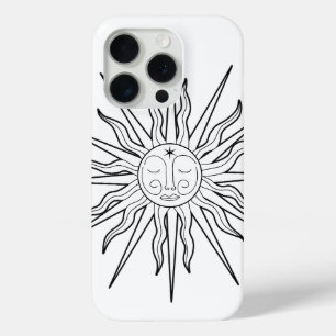 モノクロ ファンシー 太陽 天体占星学 iPhone 15 PROケース