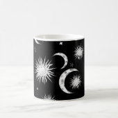 モノクロ ファンシー 太陽 月 星 コーヒーマグカップ (中央)