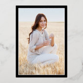 モノクロ&フォイルの写真卒業発表 箔招待状 (裏面)