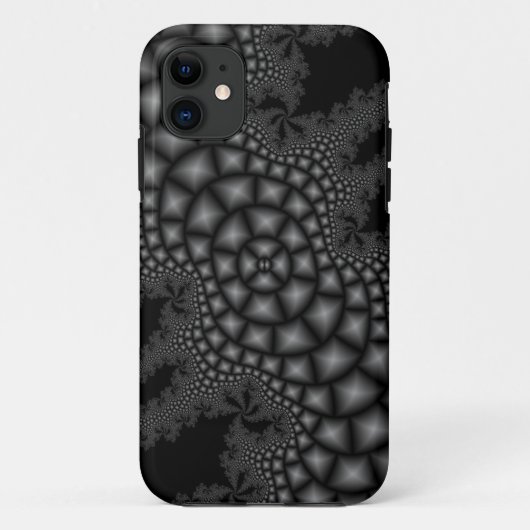 モノクロ フラクタルアート iPhone カバー (裏面)