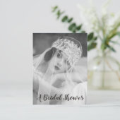 モノクロ フラッパースタイルのウェディングシャワー招待状 ポストカード (スタンド正面)