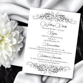モノクロ フラワーモチーフ 高級 結婚式 ディテールカード エンクロージャーカード