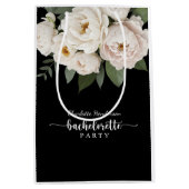 モノクロ フラワー ブライズメイド パーティー ミディアムペーパーバッグ (正面)