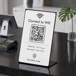 モノクロ ブラック ホワイト モダン ビジネス WiFi 台座サイン