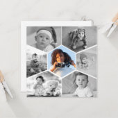 モノクロ ヘキサゴン フォト コラージュ カード (正面/裏面インサイチュ)