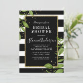 モノクロ ボタニカル ブリング ブライズシャワー 招待状 (スタンド正面)