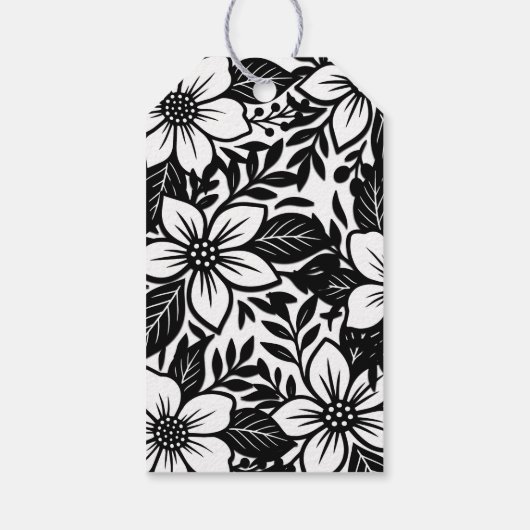 モノクロ ボールド フローラル ブルーム ギフトタグ (裏面)