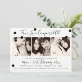 モノクロ ミニマリスト ブラック ホワイト - 3枚の写真を追加してください 招待状 (スタンド正面)