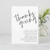 モノクロ ミニマルな感謝祭の招待状 招待状 (スタンド正面)