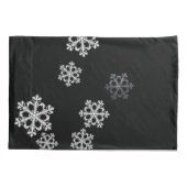 モノクロ ミニマルな雪の結晶のクリスマスパターン 枕カバー (裏面)