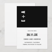 モノクロ ミニマルイニシャル結婚式I 招待状 (正面/裏面)