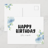 モノクロ ミニマル お誕生日 ポストカード (正面/裏面)