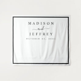 モノクロ ミニマル ウェディング バックドロップ タペストリー