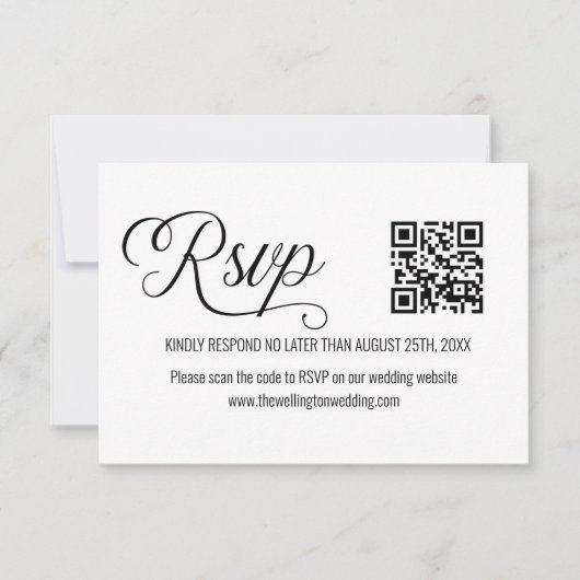 モノクロ ミニマル ウェディングQRコード RSVP (正面)