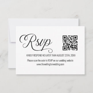 モノクロ ミニマル ウェディングQRコード RSVP