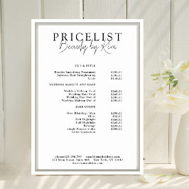 モノクロ ミニマル エレガント サロン 料金表 ポスター