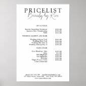 モノクロ ミニマル エレガント サロン 料金表 ポスター (正面)