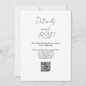 モノクロ ミニマル エレガント QR コード ウェディング 招待状 (裏面)