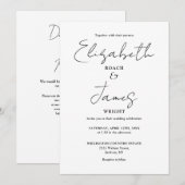 モノクロ ミニマル エレガント QR コード ウェディング 招待状 (正面/裏面)