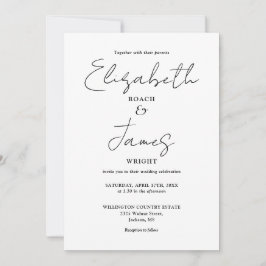 モノクロ ミニマル エレガント QR コード ウェディング 招待状