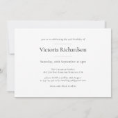 モノクロ ミニマル カスタム フォト 50歳の誕生日 招待状 (裏面)