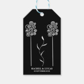 モノクロ ミニマル カーリー フラワー ギフトタグ (正面)