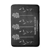 モノクロ ミニマル カーリー フラワー バスマット (正面縦)