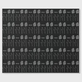 モノクロ ミニマル カーリー フラワー ラッピングペーパー (フラット)