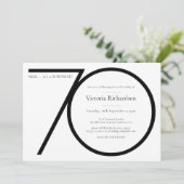 モノクロ ミニマル サプライズ 70歳の誕生日 招待状 (スタンド正面)